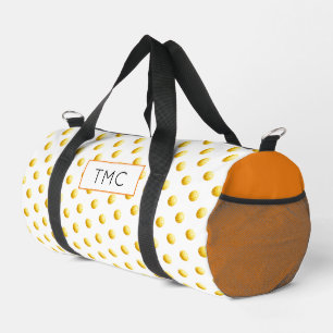 Pickleball Sports Yellow Balls INITIALS Travel Fun Duffle Bag