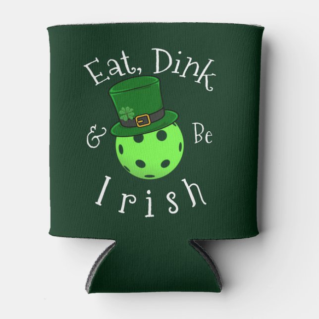 Pickleball St Patricks Day Can Cooler (Front)