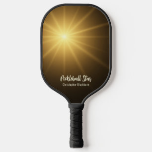 Pickleball Star Modern Cool Light Monogrammed Name Paddle