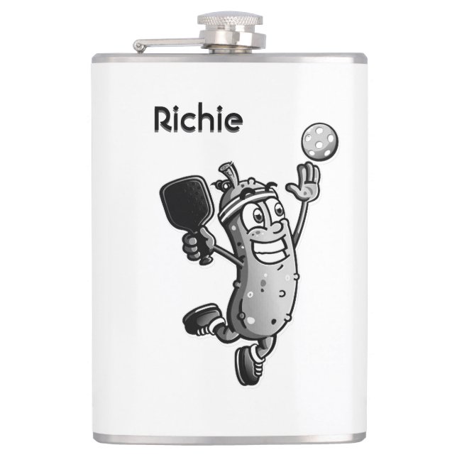 Pickleball Star with Name or Monogram Hip Flask (Front)