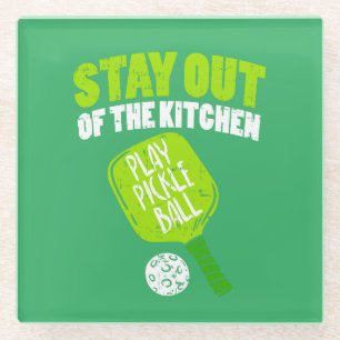 Pickleball - Stay Out Of The Kitchen Glass Coaster