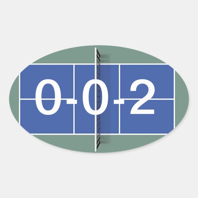 Pickleball Sticker "0-0-2" on Pickleball Court (Front)