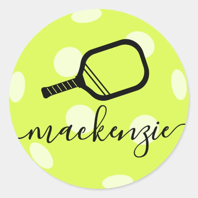 Pickleball Sticker Bright Personalized Script Name (Front)