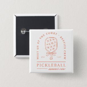 Pickleball summer besties girls crew aesthetic 2 inch square button