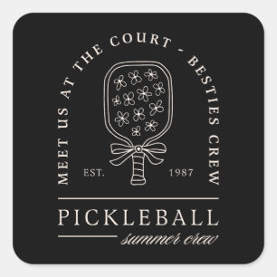Pickleball summer besties girls crew friends squad square sticker