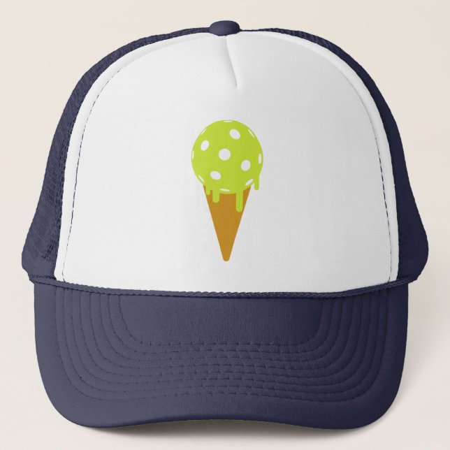 Pickleball Summer Ice Cream Cone Trucker Hat (Front)