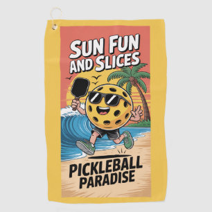 Pickleball Sun Fun And Slices Funny Vacation Golf Towel