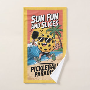 Pickleball Sun Fun And Slices Funny Vacation Hand Towel