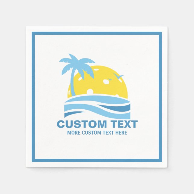 Pickleball Sun Palm Trees Pickleball Party Custom  Napkin (Front)