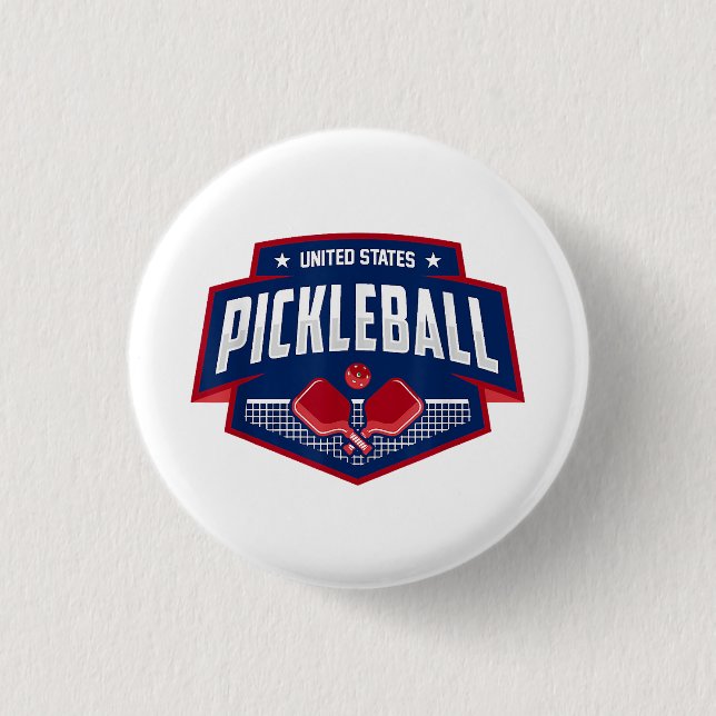 Pickleball Support the Team Pickleball Player USA  1 Inch Round Button (Front)