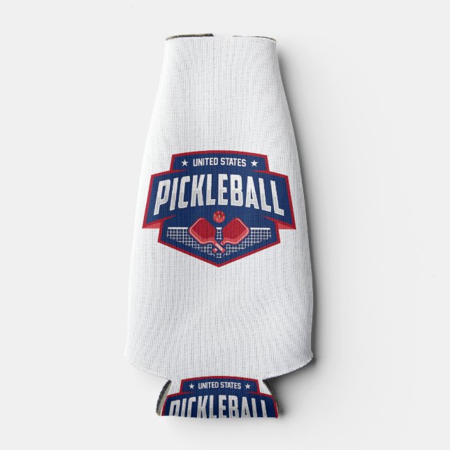 Pickleball Support the Team Pickleball Player USA  Bottle Cooler (Front)