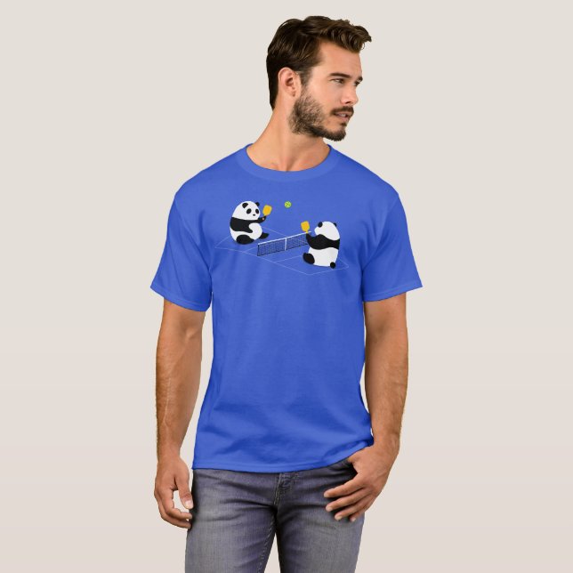Pickleball T-shirt: "Pickleball Pandas" (Blue) T-Shirt (Front Full)