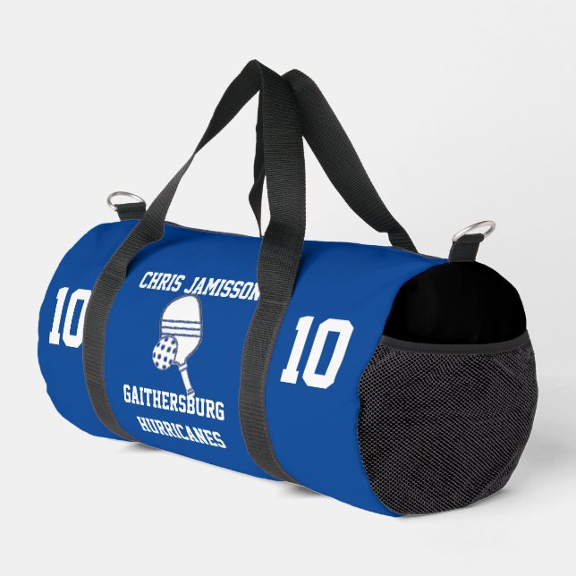 Pickleball Team, Coach or Player Blue Personalized Duffle Bag (Right Corner)