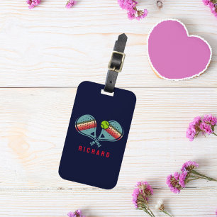 Pickleball Team Striped Paddles Custom Luggage Tag