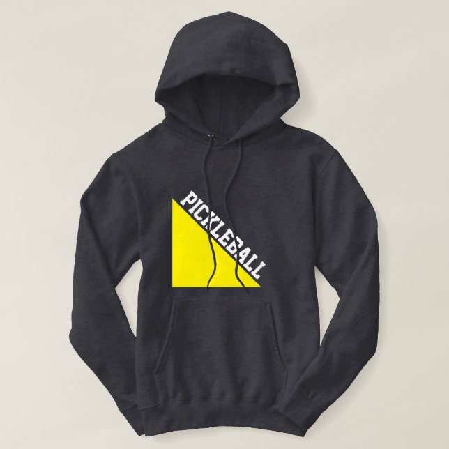 PICKLEBALL Text Bright Yellow Wedge On Grey Hoodie (Design Front)
