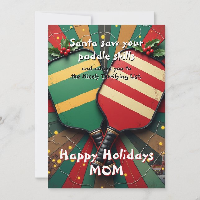 Pickleball🎅 The Nicely Terrifying Paddlegram Holiday Card (Front)