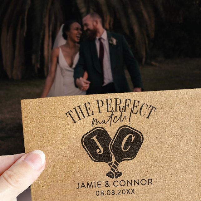 Pickleball The Perfect Match Wedding Save the Date Self-inking Stamp (Creator Uploaded)