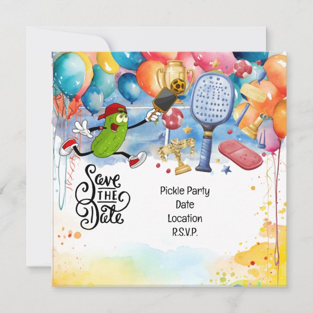 Pickleball themed Birthday Party  Invitation (Front)