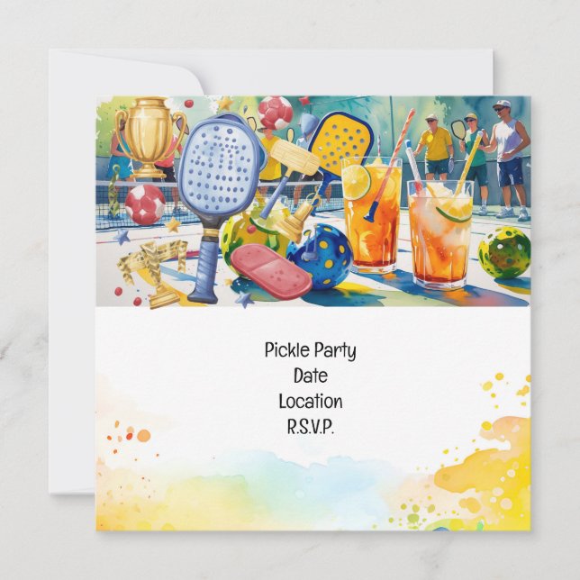 Pickleball themed Birthday Party  Invitation (Front)