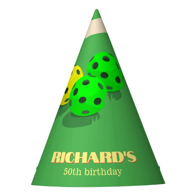 Pickleball Themed Sports Dinking Birthday Party Hat (Front)