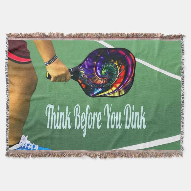 Pickleball Think Before You Dink Throw Blanket (Front)