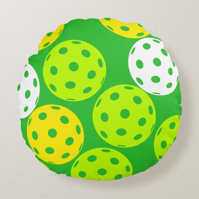 Pickleball Throw Pillow. Home Decor. Round Pillow (Front)