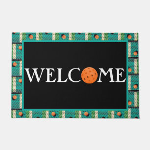 Pickleball 'Til the Streetlights Come On! Teal Doormat