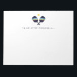 Pickleball To Do After Pickleball Player Notepad<br><div class="desc">This notepad features a vibrant,  fun pattern with striped Pickleball paddles. In shades of blue,  green and yellow. Text reads "To Do After Pickleball... " but is customizable with a phrase or name of your choice. Makes a great gift for Pickleball players. Part of a collection from Parcel studios.</div>