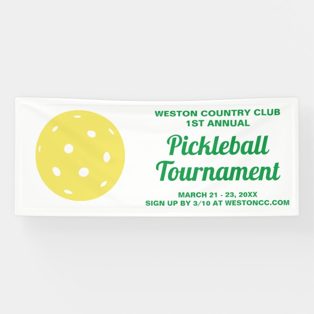 Pickleball Tournament Custom Text Custom Colour Banner (Horizontal)