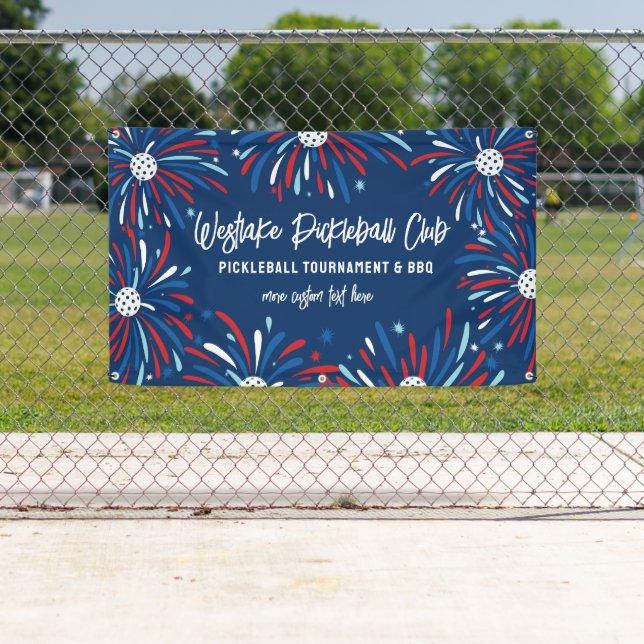 Pickleball Tournament Party Patriotic Fireworks Banner (Insitu)
