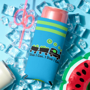 Pickleball Training I Dink I Can Blue and Green Seltzer Can Cooler