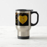 Pickleball Travel Mug with Yellow Pickleball Heart