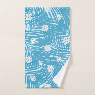 Pickleball Tropical Palm Blue Unique Fun Sport Hand Towel