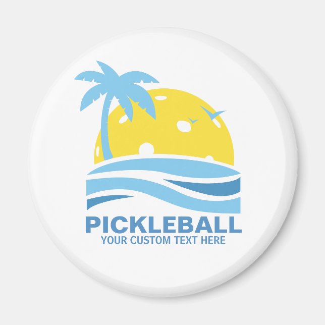 Pickleball Tropical Palm Tree Sun Your Custom Text Magnet (Front)