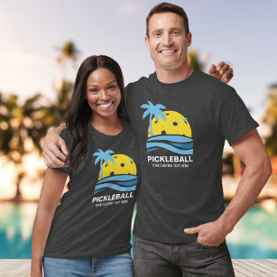 Pickleball Tropical Palm Tree Sun Your Custom Text T-Shirt