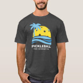 Pickleball Tropical Palm Tree Sun Your Custom Text T-Shirt (Front)