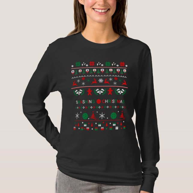 😄 Pickleball🎄 Ugly Christmas Sweater style  (Front)