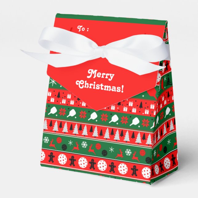 Pickleball Ugly Sweater Favor Box (Front Side)