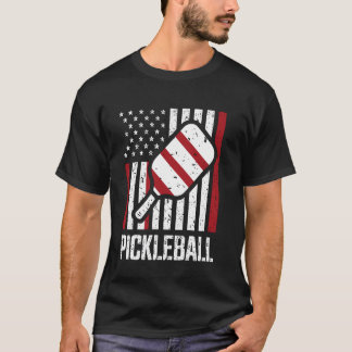 Pickleball USA - US Flag Pickleball Player, Paddle T-Shirt