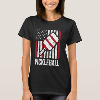 Pickleball USA - US Flag Pickleball Player, Paddle T-Shirt