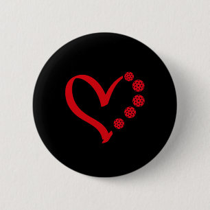 Pickleball Valentine Day Heart Pickleball  2 Inch Round Button