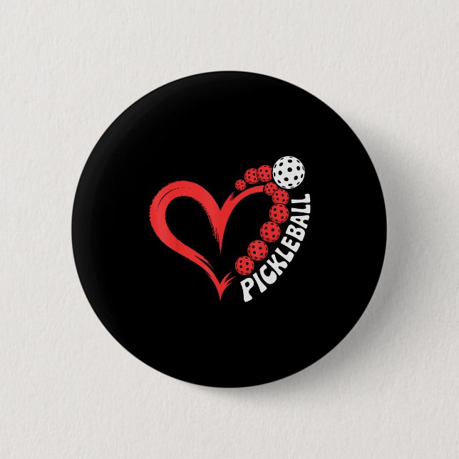 Pickleball valentine's day heart  2 inch round button (Front)