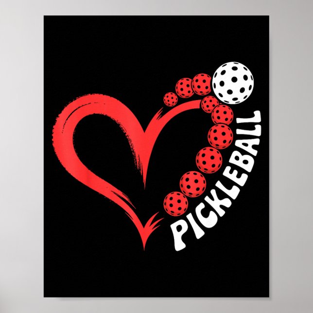 Pickleball valentine's day heart  poster (Front)