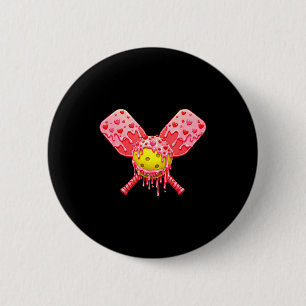 Pickleball valentines day ice cream drip heart boy 2 inch round button