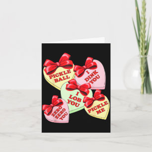 Pickleball valentines heart conversations bow card