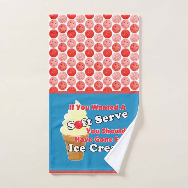 Pickleball Vanilla Soft Serve Cone Red White Blue Hand Towel (Hand Towel)