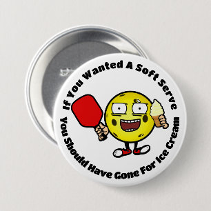 Pickleball Vanilla Soft Serve Yellow Ball Funny 3 Inch Round Button