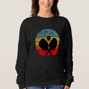 Pickleball Vintage Retro Sunset Pickle Ball Paddle Sweatshirt