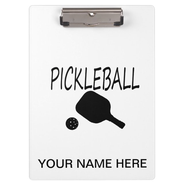 pickleball w paddle and ball black clipboard (Front)