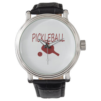 pickleball w paddle and ball red watch